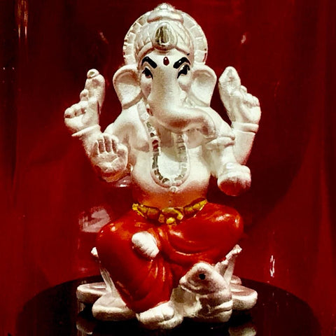 999 Pure Silver Orange Circulur Ganesha Idol - PAAIE