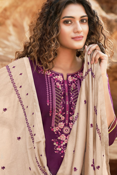 Silk Cotton Suit With Patiala Salwar and Fancy Dupatta (106) - PAAIE