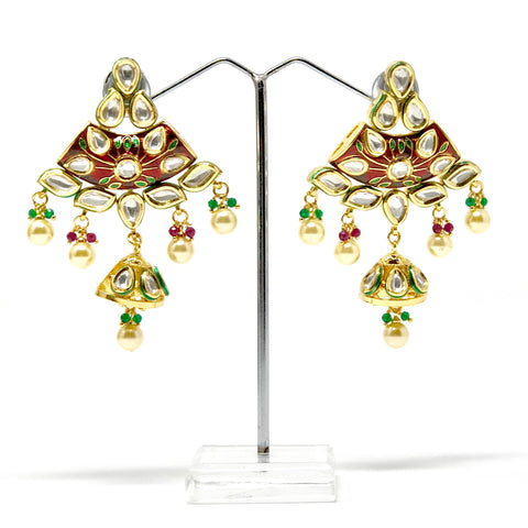 Peacock design Kundan Pearl Necklace Set - PAAIE