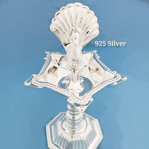 925 Silver Peacock Long Diya (Design 22) - PAAIE