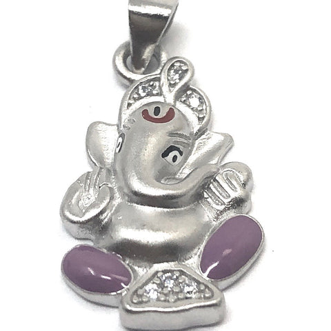 925 Silver Ganesha with Purple Pendant - PAAIE