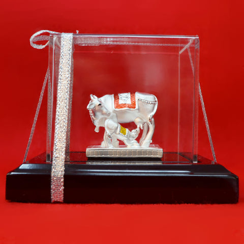 999 Pure Silver Cow and Calf Idol in Rectangular base - PAAIE