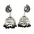 Floral Design Jhumki with Studs and Black Beads - PAAIE