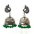 Floral Design Jhumki with Studs and Green Beads - PAAIE
