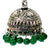 Floral Design Jhumki with Studs and Green Beads - PAAIE