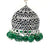 Designer German Silver Floral Jhumki with Green Beads - PAAIE