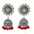 Designer German Silver Floral Jhumki with Red Beads - PAAIE