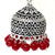 Designer German Silver Floral Jhumki with Red Beads - PAAIE