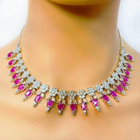 American Diamond Ruby and Champagne Colored Set - PAAIE