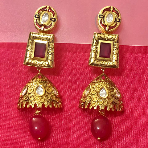 Gold Plated Kundan Earrings (Design 39) - PAAIE