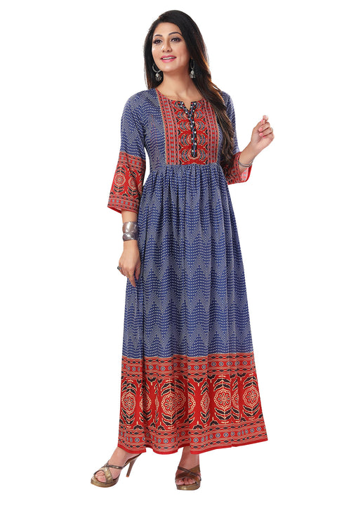 Ravishing Purple Masleen Anarkali Long Kurti With Flared look For Women Casual Wear (D821)