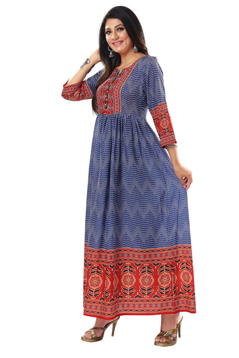 Ravishing Purple Masleen Anarkali Long Kurti With Flared look For Women Casual Wear (D821)