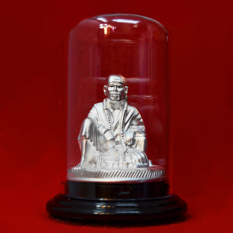 999 Pure Silver Small Sai Baba Idol in Circular Base - PAAIE