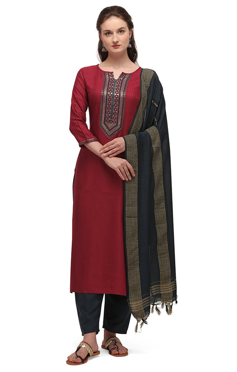 Adorable Mahroon Designer Suit with Salwar and Dupatta For Ethnic Wear (K240) - PAAIE