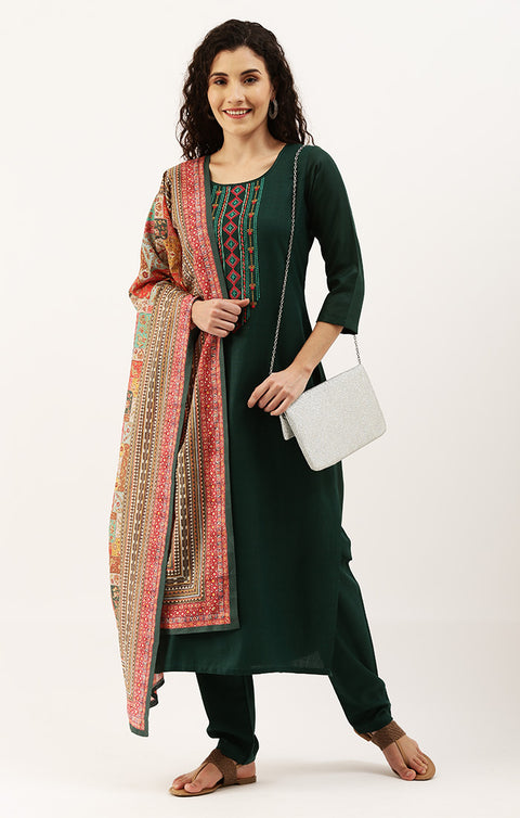 Emerald Green Salwar Suit with Dupatta In Modern Style (K298) - PAAIE