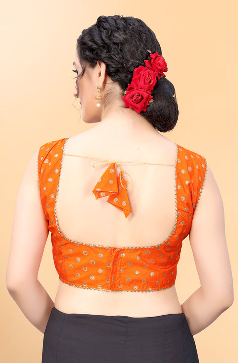 Orange Color Readymade Printed Trends Blouse in Silk for Party Wear (Design 857)
