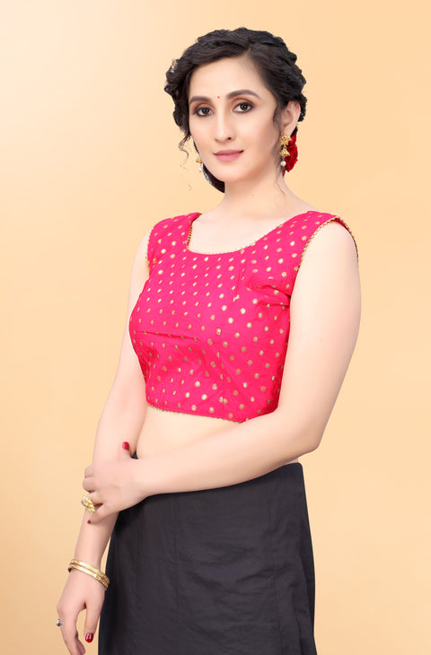 Magenta Color Readymade Printed Trends Blouse in Silk for Party Wear (Design 864)