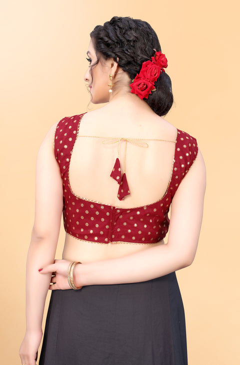 Maroon Color Readymade Printed Trends Blouse in Silk for Party Wear (Design 816)