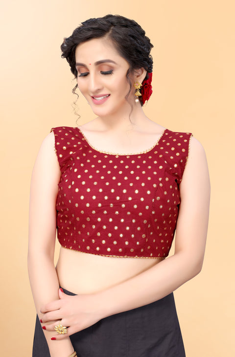 Maroon Color Readymade Printed Trends Blouse in Silk for Party Wear (Design 816)