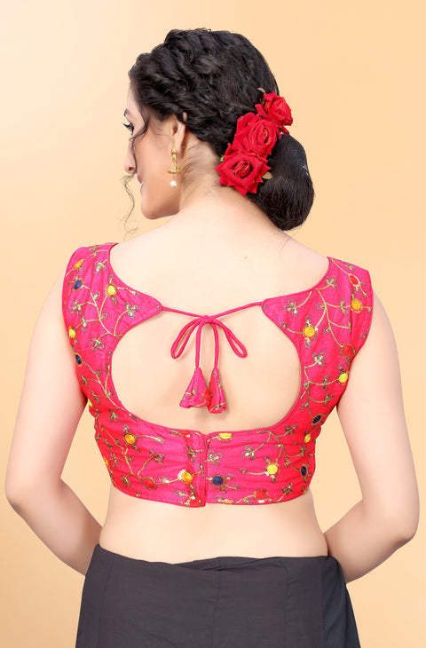 Designer Red Embroidery Blouse in Silk for Party Wear (Design 791)