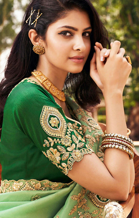 Surpassing Green Color Party Wear Silk Designer Saree