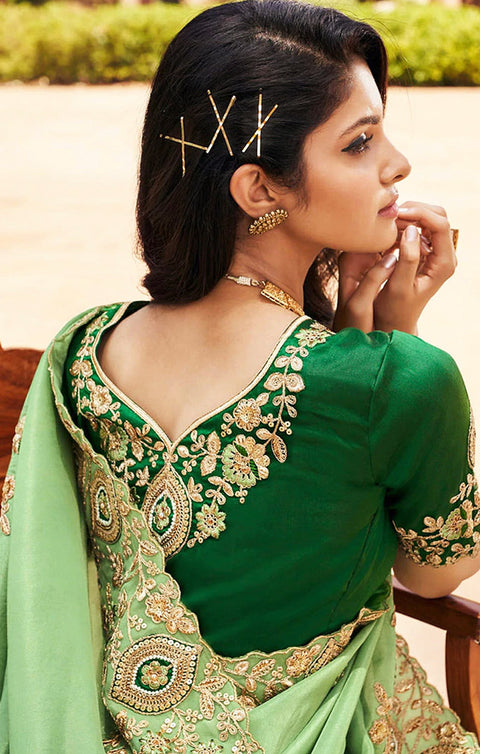 Surpassing Green Color Party Wear Silk Designer Saree