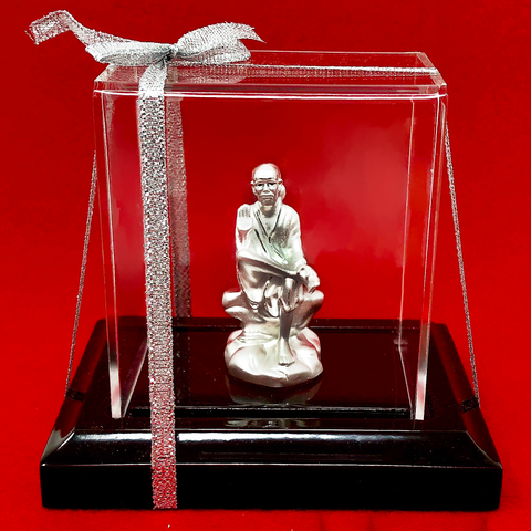999 Pure Silver Sai Baba Idol in Rectangular Base - PAAIE