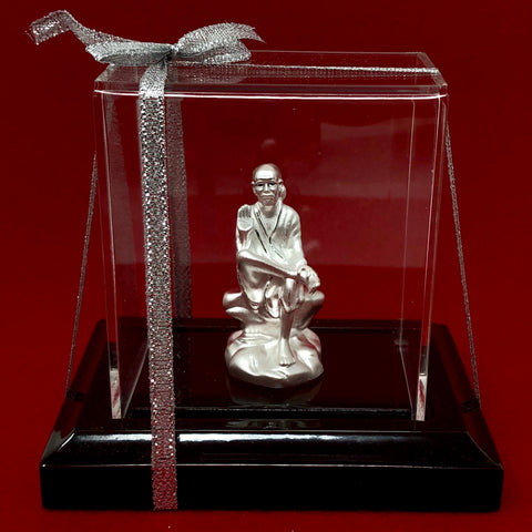 999 Pure Silver Sai Baba Idol in Rectangular Base - PAAIE