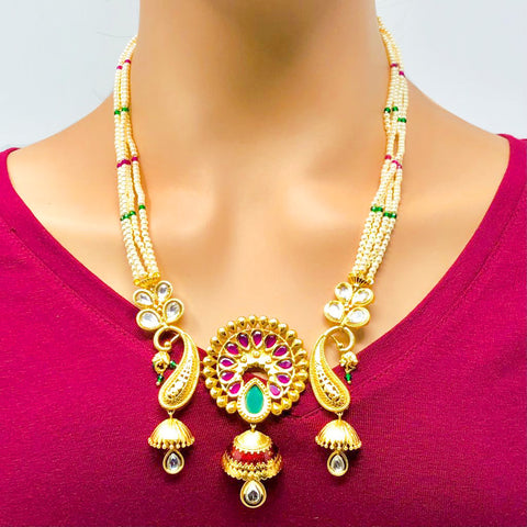 Premium Quality Gold Plated Kundan Necklace set for Women - PAAIE