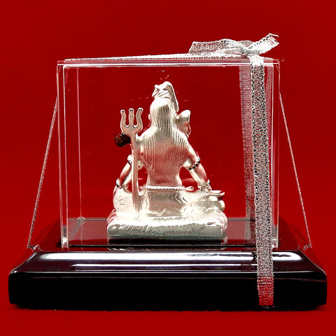 999 Pure Silver Shiva Idol in Rectangular Base - PAAIE