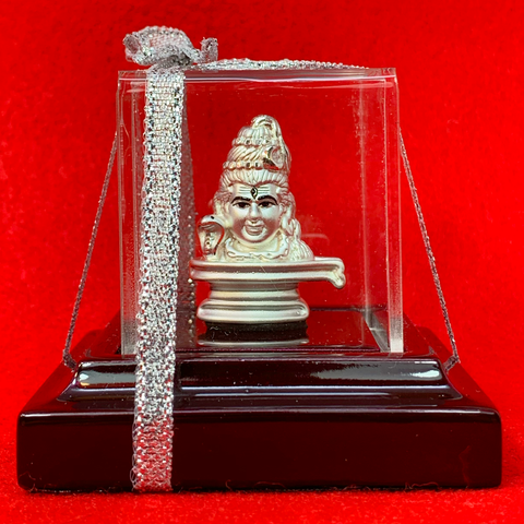 999 Pure Silver Shiva Idol with Shivling in Square Base - PAAIE