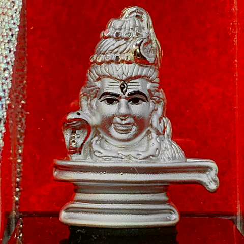 999 Pure Silver Shiva Idol with Shivling in Square Base - PAAIE