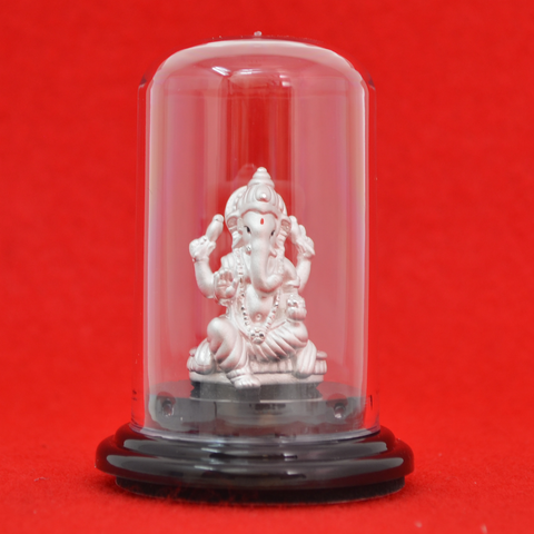 999 Pure Silver Round Simple Ganesha Idol - PAAIE