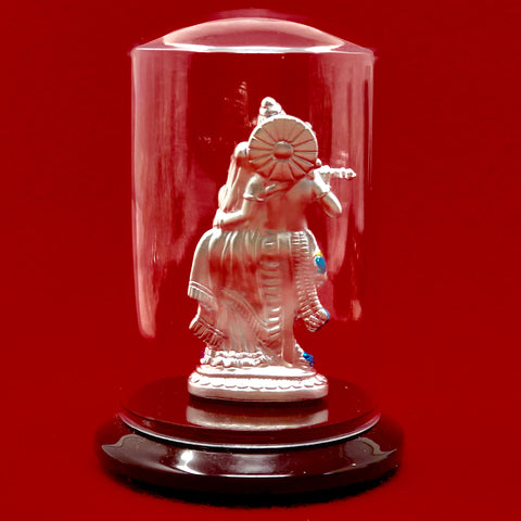 999 Pure Silver Small Round Radha Krishna Idol - PAAIE