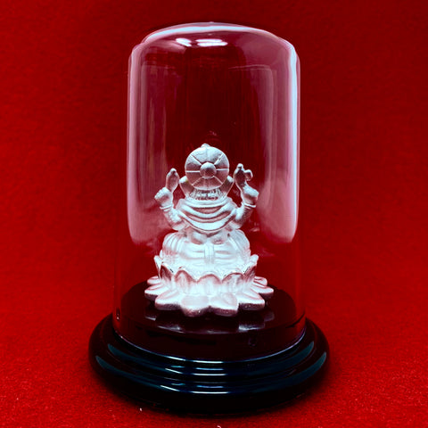 999 Pure Silver Circular Ganesha with Yellow Headrest - PAAIE