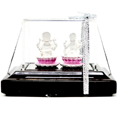 999 Pure Silver Small Ganesha and Lakshmi Idol - PAAIE
