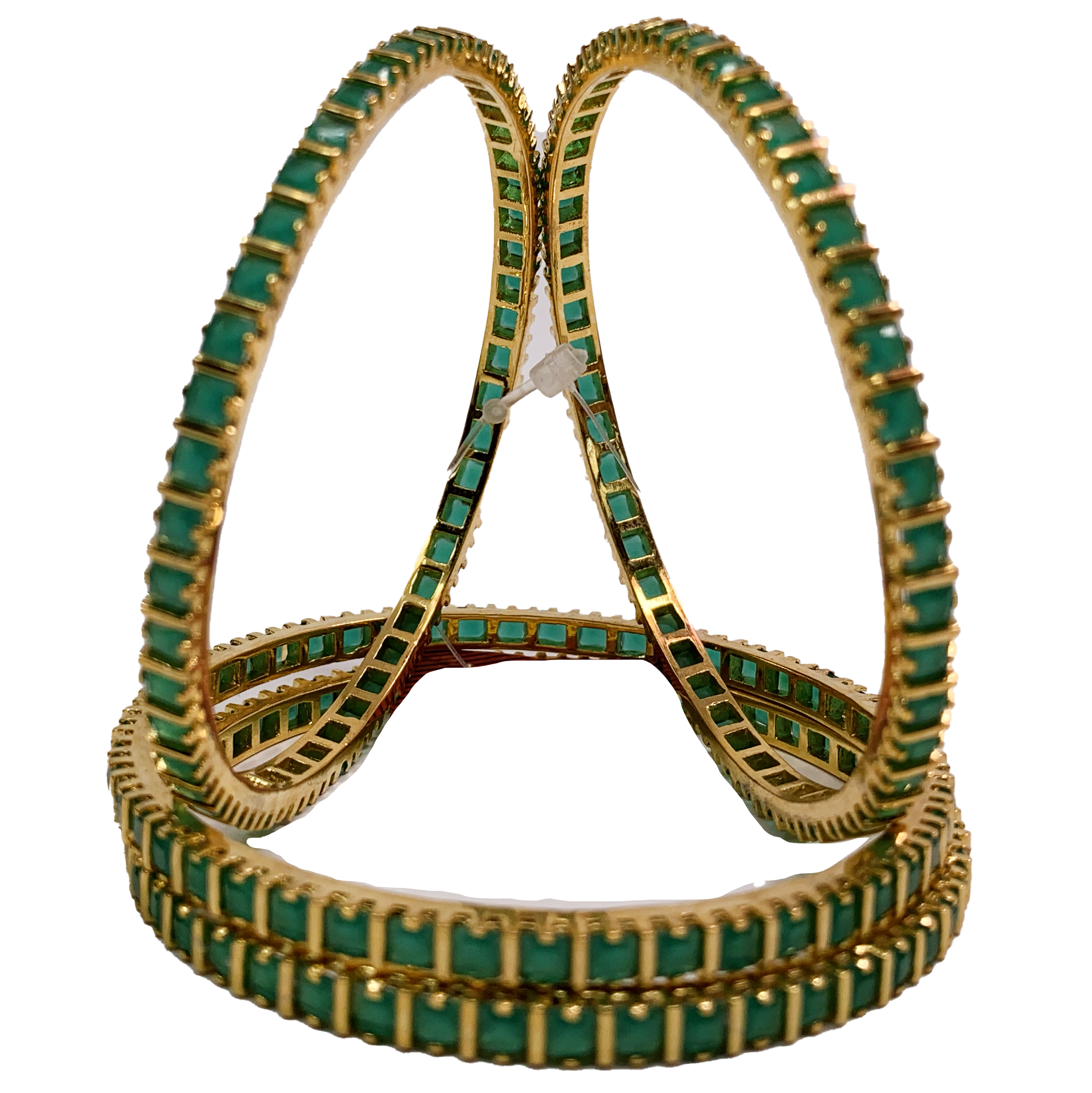 Square Shape Semi-Precious Emerald Bangles (Design 145)– PAAIE