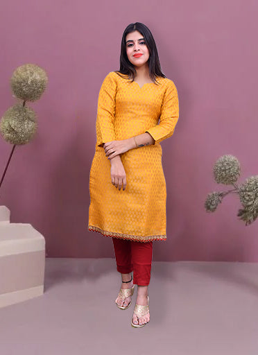 Designer Yellow Color Indian Ethnic Kurti For Casual & Party Wear (K759)