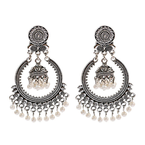 Silver Oxidized Black Color Traditional Jhumki Earrings (E235)