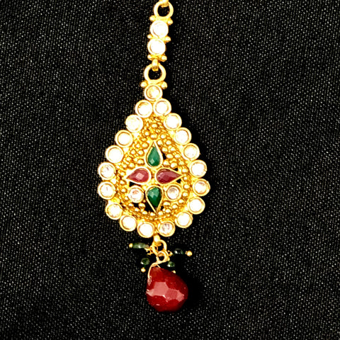 Teardrop Handcrafted Red and Green Tika (D5) - PAAIE