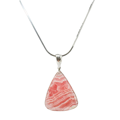 925 Triangular Rhodochrosite Sterling Silver Pendant - PAAIE
