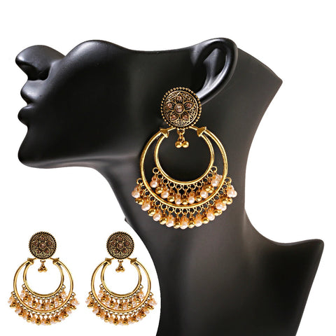 Golden Oxidized Black Color Traditional Jhumki Earrings (E899)