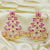 Long Dangle Ruby Earrings with Golden Bells - PAAIE