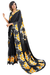 Black Crepe Saree with Yellow Flowers - PAAIE