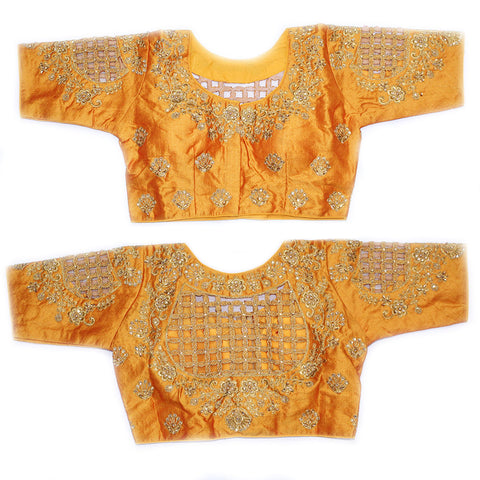 Vibrant Yellow Color Designer Silk Embroidered Blouse For Wedding & Party Wear - PAAIE