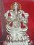 999 Pure Silver Rectangular Ganesha Idol with Orange Headrest - PAAIE