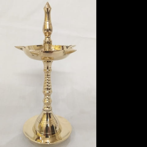 Brass Panchmukhi Diya, Brass Ethnic Indian Set, Oil Diya Lamp, Handmade Lamp, Brass Diya Set for Home Temple (Design 63)