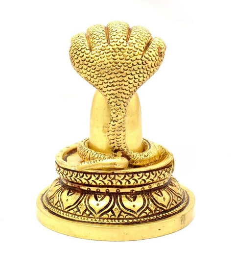 Brass Shivling with Sheshnaag Statue, Shiva Linga with Divine Serpent(Design 77)