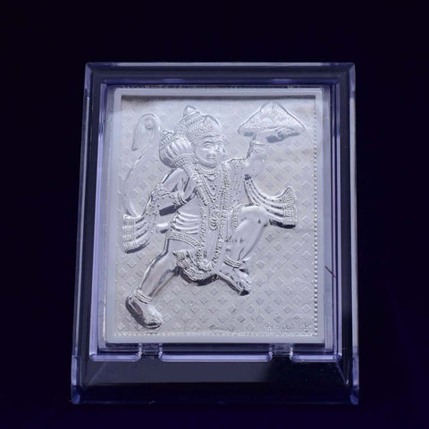 Hanuman Pure Silver Frame for Housewarming, Gift and Pooja 2 x 2.5 (Inches) - PAAIE
