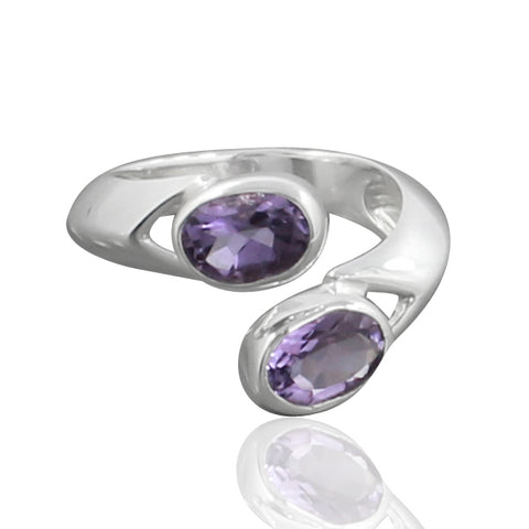 925 Sterling Silver Amethyst Gemstone Ring (D8) - PAAIE